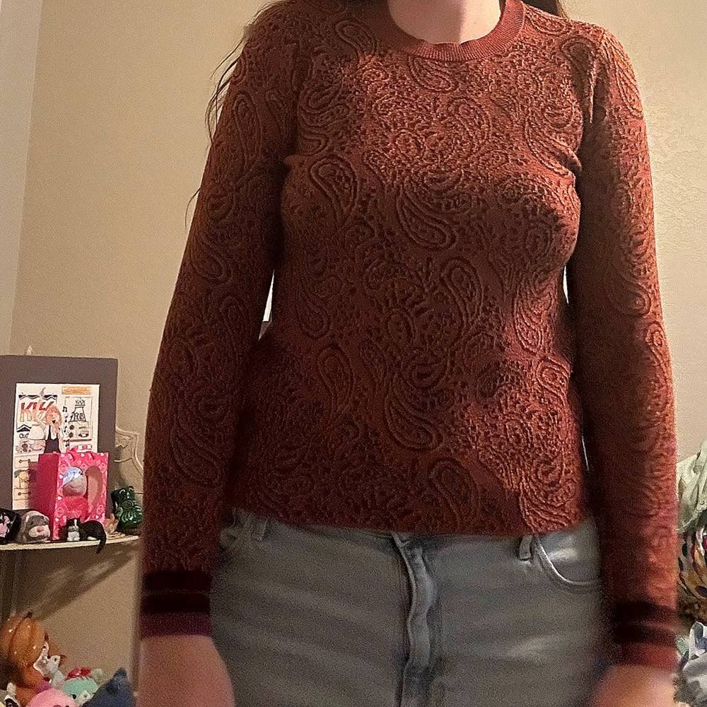 DR2 Paisley Sweater in Burgundy and Mustard
